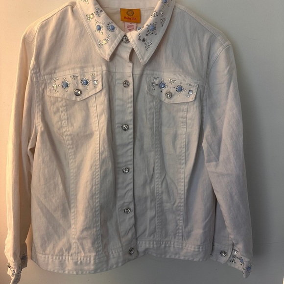 Ruby Rd. White Denim Jacket with Embellishments - Picture 2 of 8